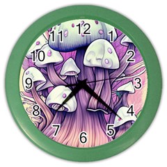 Forestcore Mushroom Color Wall Clock by GardenOfOphir