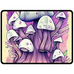 Forestcore Mushroom One Side Fleece Blanket (large) by GardenOfOphir