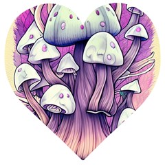 Forestcore Mushroom Wooden Puzzle Heart by GardenOfOphir