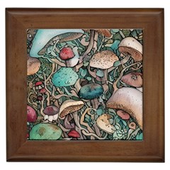 Tiny Forest Mushrooms Framed Tile by GardenOfOphir