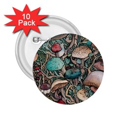 Tiny Forest Mushrooms 2 25  Buttons (10 Pack)  by GardenOfOphir