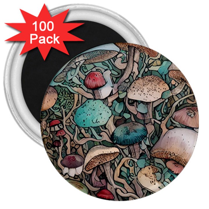 Tiny Forest Mushrooms 3  Magnets (100 pack)