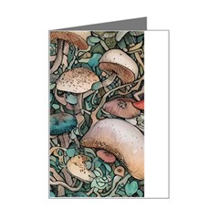 Tiny Forest Mushrooms Mini Greeting Card by GardenOfOphir