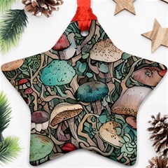 Tiny Forest Mushrooms Star Ornament (two Sides) by GardenOfOphir