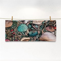 Tiny Forest Mushrooms Hand Towel by GardenOfOphir