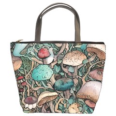 Tiny Forest Mushrooms Bucket Bag by GardenOfOphir