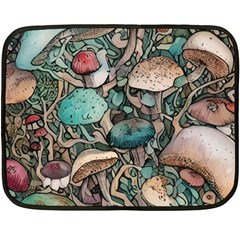 Tiny Forest Mushrooms One Side Fleece Blanket (mini) by GardenOfOphir