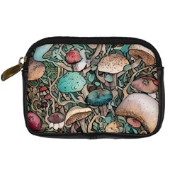 Tiny Forest Mushrooms Digital Camera Leather Case by GardenOfOphir