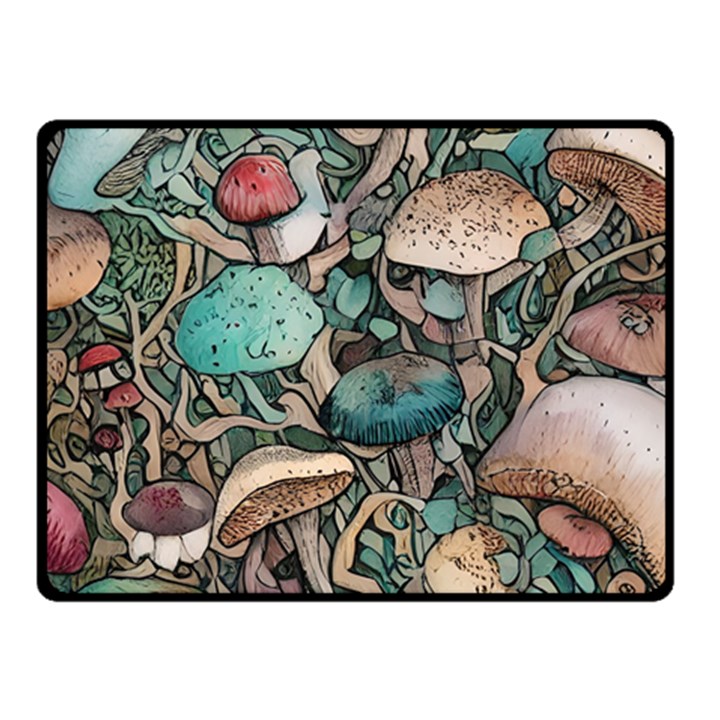 Tiny Forest Mushrooms One Side Fleece Blanket (Small)