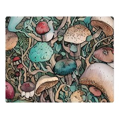 Tiny Forest Mushrooms Premium Plush Fleece Blanket (large) by GardenOfOphir