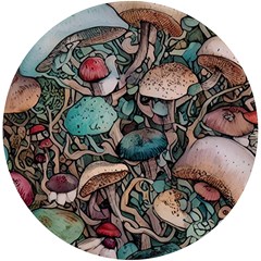 Tiny Forest Mushrooms Uv Print Round Tile Coaster