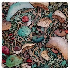 Tiny Forest Mushrooms Uv Print Square Tile Coaster  by GardenOfOphir