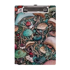 Tiny Forest Mushrooms A5 Acrylic Clipboard by GardenOfOphir