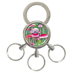 Forest Mushrooms 3-ring Key Chain by GardenOfOphir