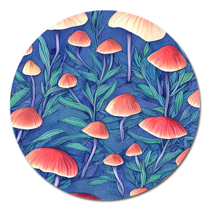 Witchy Mushrooms Magnet 5  (Round)