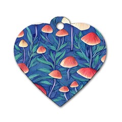 Witchy Mushrooms Dog Tag Heart (two Sides) by GardenOfOphir