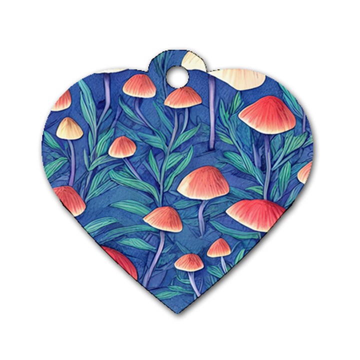 Witchy Mushrooms Dog Tag Heart (Two Sides)