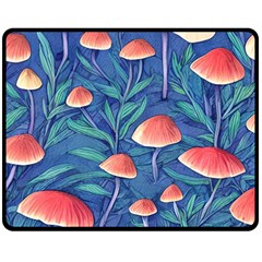 Witchy Mushrooms One Side Fleece Blanket (medium) by GardenOfOphir