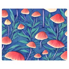 Witchy Mushrooms One Side Premium Plush Fleece Blanket (medium)