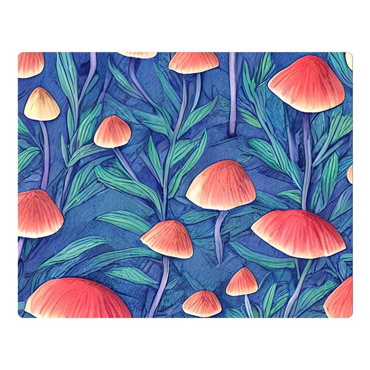 Witchy Mushrooms One Side Premium Plush Fleece Blanket (Large)