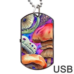 Goblin Mushrooms Dog Tag Usb Flash (one Side) by GardenOfOphir