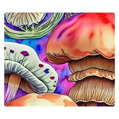 Goblin Mushrooms One Side Premium Plush Fleece Blanket (small) by GardenOfOphir