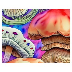 Goblin Mushrooms One Side Premium Plush Fleece Blanket (medium) by GardenOfOphir