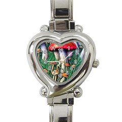 Forest Fairycore Mushroom Foraging Craft Heart Italian Charm Watch by GardenOfOphir