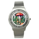 Forest Fairycore Mushroom Foraging Craft Stainless Steel Watch Front