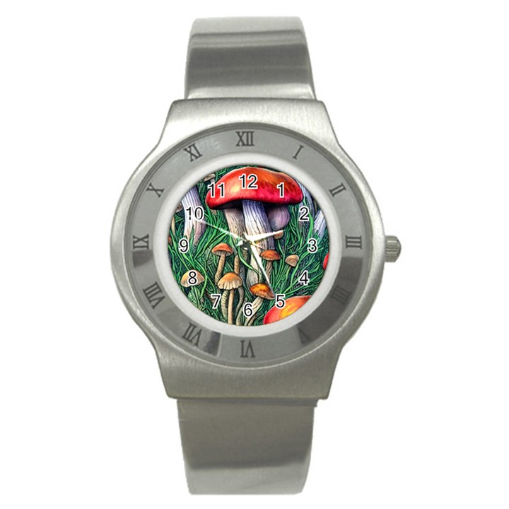 Forest Fairycore Mushroom Foraging Craft Stainless Steel Watch