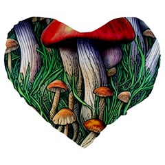 Forest Fairycore Mushroom Foraging Craft Large 19  Premium Flano Heart Shape Cushions by GardenOfOphir