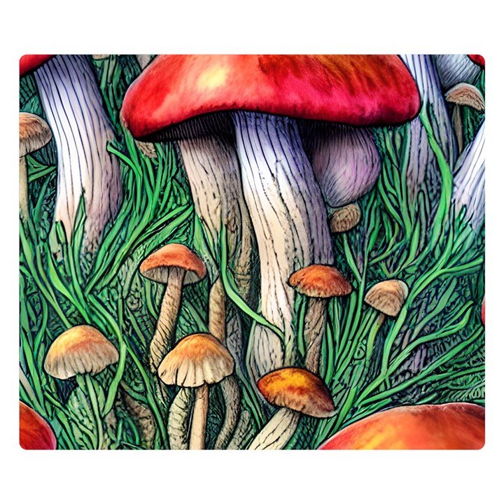 Forest Fairycore Mushroom Foraging Craft Premium Plush Fleece Blanket (Small)