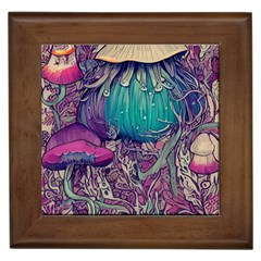 Natural Forest Fairy Mushroom Foraging Framed Tile by GardenOfOphir