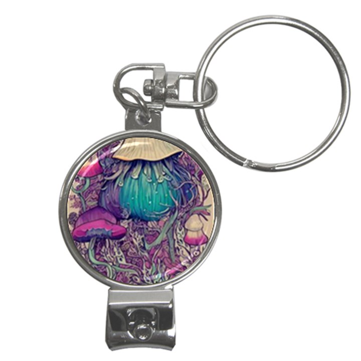 Natural Forest Fairy Mushroom Foraging Nail Clippers Key Chain