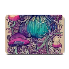 Natural Forest Fairy Mushroom Foraging Small Doormat by GardenOfOphir