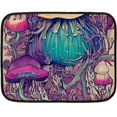 Natural Forest Fairy Mushroom Foraging One Side Fleece Blanket (mini) by GardenOfOphir