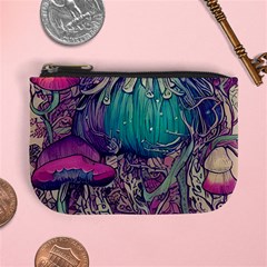 Natural Forest Fairy Mushroom Foraging Mini Coin Purse by GardenOfOphir