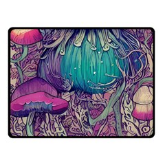 Natural Forest Fairy Mushroom Foraging One Side Fleece Blanket (small) by GardenOfOphir