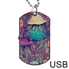 Natural Forest Fairy Mushroom Foraging Dog Tag Usb Flash (one Side) by GardenOfOphir