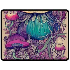 Natural Forest Fairy Mushroom Foraging Fleece Blanket (large) by GardenOfOphir