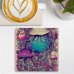 Natural Forest Fairy Mushroom Foraging Uv Print Square Tile Coaster  by GardenOfOphir