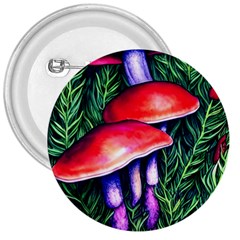 Vintage Flowery Garden Nature Mushroom 3  Buttons by GardenOfOphir