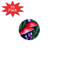 Vintage Flowery Garden Nature Mushroom 1  Mini Magnet (10 Pack) 