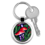 Vintage Flowery Garden Nature Mushroom Key Chain (Round) Front