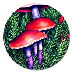 Vintage Flowery Garden Nature Mushroom Magnet 5  (round) by GardenOfOphir