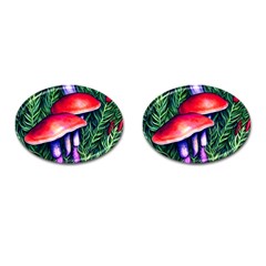 Vintage Flowery Garden Nature Mushroom Cufflinks (oval) by GardenOfOphir