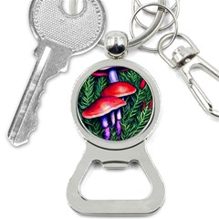 Vintage Flowery Garden Nature Mushroom Bottle Opener Key Chain by GardenOfOphir