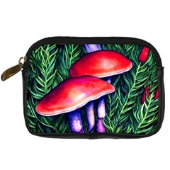 Vintage Flowery Garden Nature Mushroom Digital Camera Leather Case by GardenOfOphir