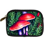 Vintage Flowery Garden Nature Mushroom Digital Camera Leather Case Front