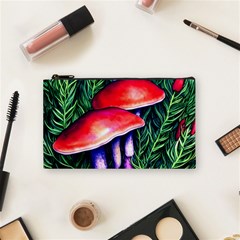 Vintage Flowery Garden Nature Mushroom Cosmetic Bag (small) by GardenOfOphir